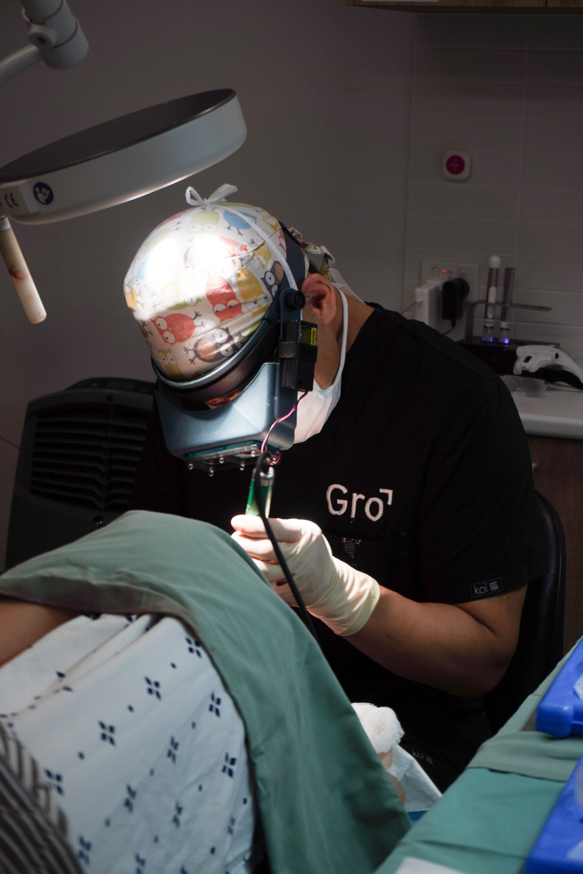 A precision placement device in use during a Gro procedure